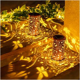 2 Pack Dragonfly Solar Lanterns Outdoor Waterproof Hanging Solar Lights Dragonfly Gifts for Women Men Metal Decorative LED Lights for Garden Decor,Yard,Patio,Lawn,Tabletop,Pathway,Landscape