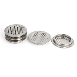 uxcell 52mm Bottom Dia Kitchen Stainless Steel 65mm Outer Dia Round Mesh Hole Air Vent Louver 5 Pcs