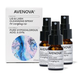 Avenova Eyelid and Eyelash Cleanser Spray - 20ml Bottle, 3-Pack - Gentle Everyday Pure Hypochlorous Acid Spray for Eye Irritation