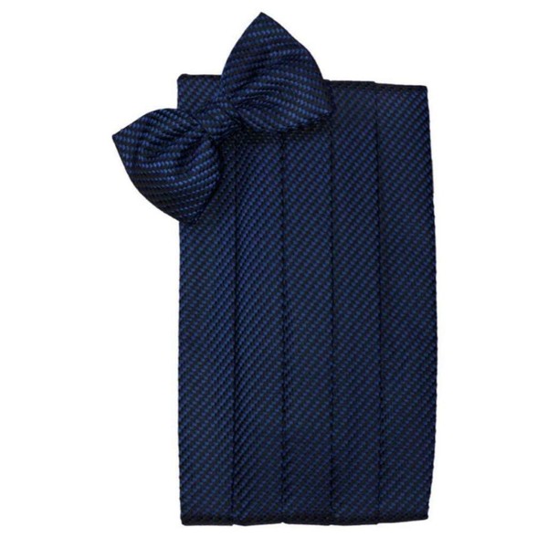 Venetian Micro Neat Tuxedo Cummerbund and Bow Tie Set (Navy)