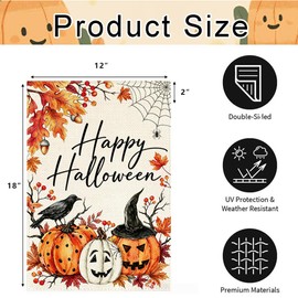 ARGOOFG Happy Halloween Garden Flag 12 x18 Inch Outdoor Yard Flags