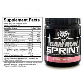 6AM Run Sprint - Pre Workout Powder for Instant Energy Boost for Cardio and Focus - No Jitters, High Energy Conditioning Formula - All Natural, Keto, Vegan (Fruit Punch, Full Bottle)