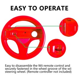 Grehge teering wii Controller Design Stand Mario Kart Racing Game Steering Wheel Stand for Wii Game Controller (RED)