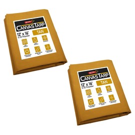 Mytee Products (2 Pack) 12' x 16' Tan Canvas Tarp 12oz Heavy Duty Water Resistant
