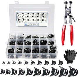 Liznkjious 150Pcs 6-25mm Spring Hose Clamps, Hose Clamp Pliers Kit with 20 Sizes Steel Hose Clamps and a Swivel Flat Hose Clamp Plier for Fuel Line, Vacuum Hose, Low Pressure Air Tube, Water Pipe