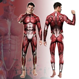 Maatsu Muscle Suit, Cosplay, Zentai Costume, Fun, Men's Muscle Tights, Giant Performance (Red, XL)