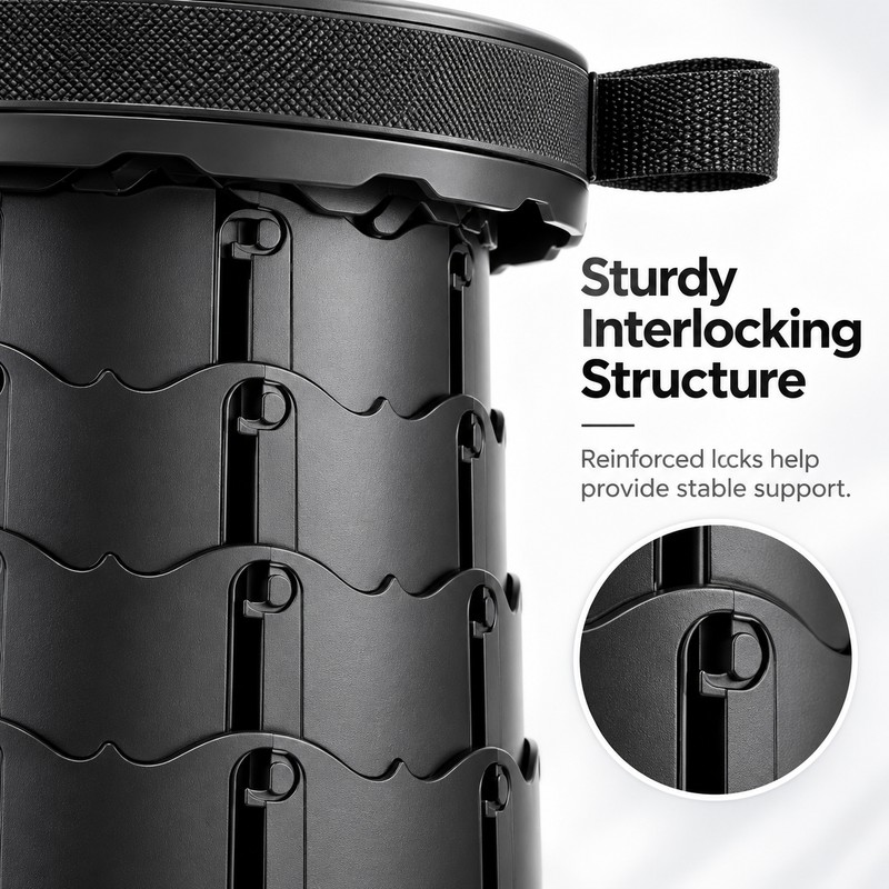 Collapsible Camping Stool for Hiking & Commuting – Adjustable Height