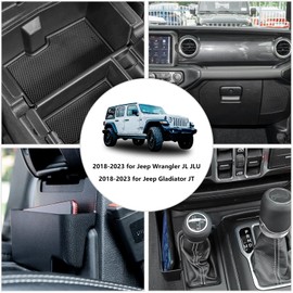 ETL INDUSTRIES 4PCS Center Console Organizer Storage Box Fits 2018-2023 for Jeep Wrangler JL JLU & Gladiator JT Gear Shift Console Tray Organizer, Hanging Armrest Storage Box, Co-Pilot Organizer