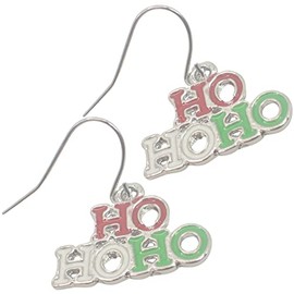 Topkids Accessories 2pcs Christmas EarRings for Women or Girls, Earrings for Women Dangling Christmas Tree, Bauble, Christmas Pudding, Hooks, Studs, Reindeer Santa Hat Ho Ho Ho Holly (Ho Ho Ho)