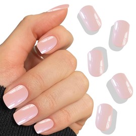 Semi Cured Gel Nail Strips Tender Pink - Easy DIY Instant Manicure with Long Lasting Results Includes Prep Pads, Nail File & Wood Stick 20 pcs of Full Nail Wraps in Different Sizes