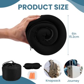 QWLWBU Travel Pillow with Hoodie,Hooded Neck Pillow for Travel,Travel Neck Pillows Stowable Hood,Pure Memory Foam Head Chin Support Airplane Pillows for Flight,Car,Office(Black,Size:15.2cm/6inch)