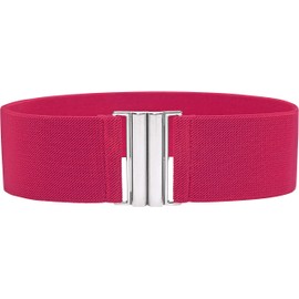 BlackButterfly Classic Retro Waist Belt, Wide and Stretchy Elastic - Bright pink