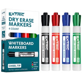 EXTRIC Dry Erase Markers, Whiteboard Markers 4 Colors Chisel Tip White Board Markers, Red Blue Green Black Dry Erase Marker