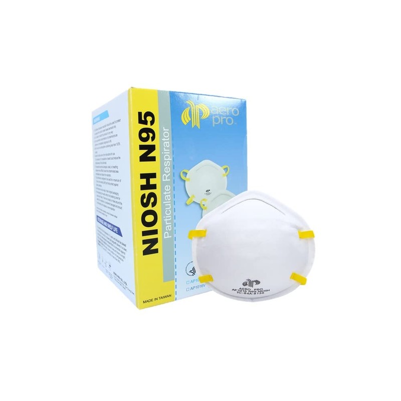 Aeropro N95 Mask, Made in Taiwan, NIOSH Approved, 20 Sheets