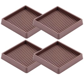 Glarks 4 x 3 inch brown square shape non-slip furniture pads rubber non-slip caster cups, leg coasters couch, chair, feet and bed stopper, non-slip floor protection for furniture