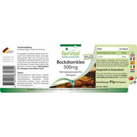 Fairvital Fenugreek Extract 500 mg - 120 Vegan Capsules - 50% Saponins - Quality Tested and High Dose - Made in Germany