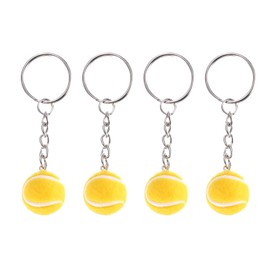 [PATIKIL] Tennis Key Chain 4pcs Mini Tennis Ball Key Chain Key Ring Cute Sports Key Ring for Sports Lovers Yellow