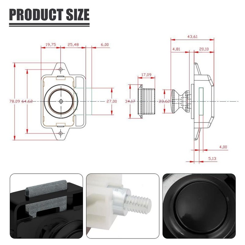 Push Button Drawer Lock,15-18mm Keyless Push Button Door Lock for