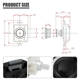 Push Button Drawer Lock,15-18mm Keyless Push Button Door Lock for RV Boat Yacht Campervan Cupboard Door Cabinet (5pc Black)