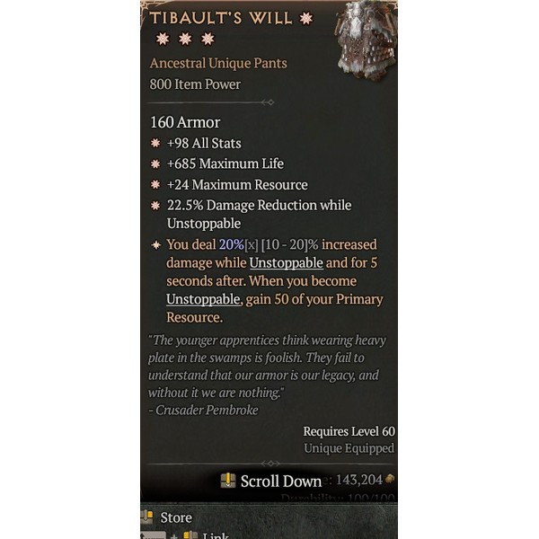Diablo 4 S8 Season 8 Tibault's will 4GA special affix