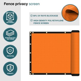 ECOOPTS 6'x1' Orange Privacy Fence Screen Windscreen with Copper Grommets, fit for Commercial Fence and Residential Garden Outdoor Living 180GSM 90% UV Blockage, Cable Zip Ties Included