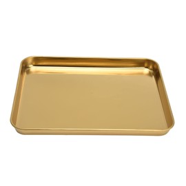 Gold Serving Trays, Rectangular Gold Tray Decorative Serveware Platter Stainless Steel Food Serving Tray Makeup Cosmetic Organizer