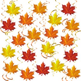 36 Pieces Fall Leaves Hanging Swirls Maple Leaves Swirls Decorations Fall Thanksgiving Ceiling Hanging Decorations for Home Autumn Thanksgiving Harvest Decor Party Supplies
