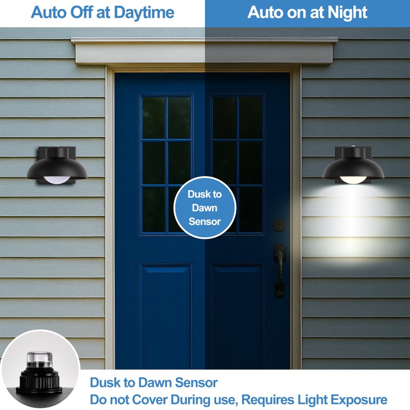 SendaLife Black Exterior Light Fixtures, 2 Pack Dusk to Dawn