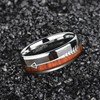 8mm Tungsten Wedding Ring for Men Koa Wood Arrows Inlay
