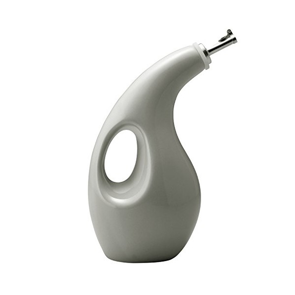 Rachael Ray Solid Glaze Ceramics EVOO Olive Oil Bottle Dispenser with Spout - 24 Ounce , Gray