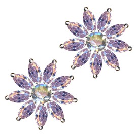 Silver Earrings Star Blossom Sun Pink Real 925 Sterling Silver Zirconia Crystals Rhinestone Love Faith Hope Emotion Symbol Motif Style Object White Extravagant New Good Fashion Clear Beautiful