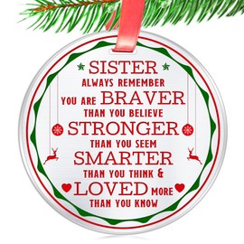 Christmas Ornaments for Sister- Sister Gifts from Sister Brother- Gifts Idea for Sister, Sister in Law, Besties