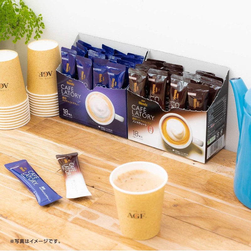 AGF Blendy Cafe Ratory (18sticks x 3box, Latte, Rich Milk