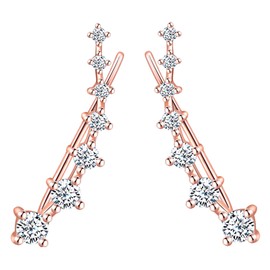 MICGIGI Women's 925 Sterling Silver Stud Earrings Seven Stars Cubic Zirconia Earrings Ear Clip Earrings