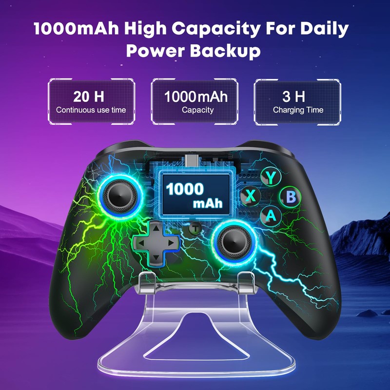GAMSINGY Wireless PC Gaming Controller -RGB Lightning Pro Gamepad for
