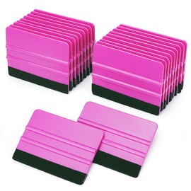 Lunbengo Pack of 20 Car Wrap Plastic Squeegee, 10 x 7 cm Window Tint Squeegee Film Tool, Felt Edge Squeegee Sticker, Wallpaper Applicator, Purple