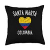 Colombia Flag Heart Santa Marta City Throw Pillow