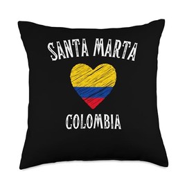 Colombia Flag Heart Santa Marta City Throw Pillow