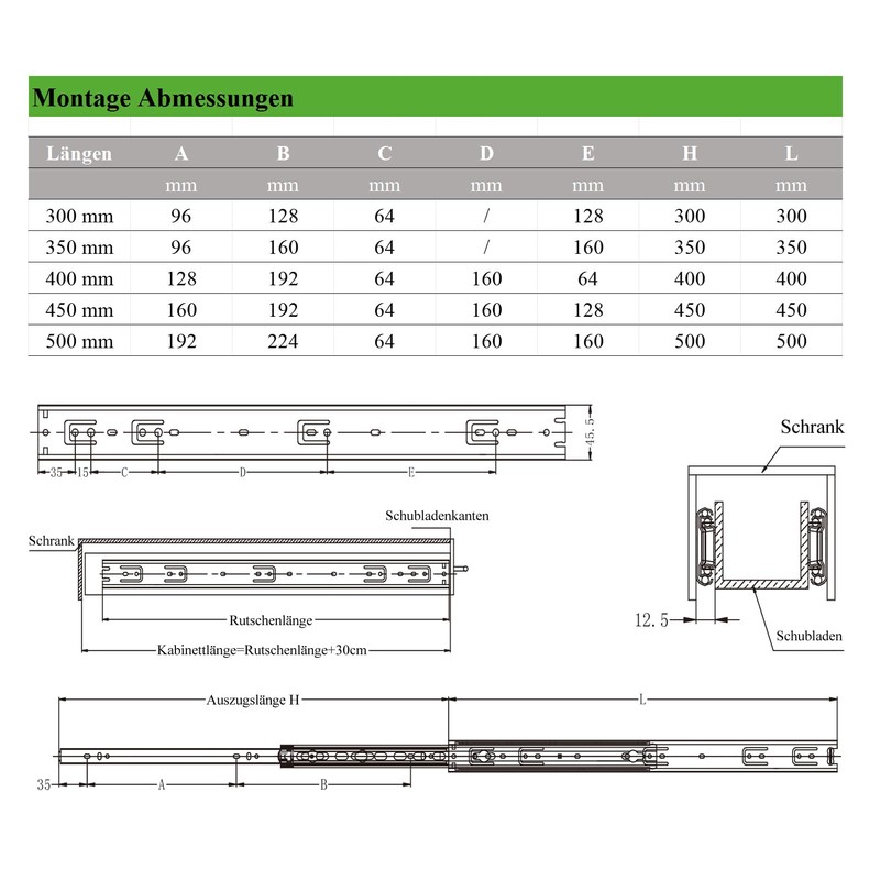 SAYOYO Full Extension Drawer Rail System - Load Capacity 45