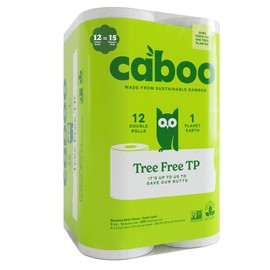 Caboo Tree Free Toilet Paper, Tree Free, Septic, Chemical Free Bath Tissue - 2 Ply Sheets, 300 Sheets Per Roll, 12 Double Rolls