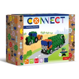 Connect Trefl Building Blocks Set 2-in-1, Garbage Truck/Tractor - 190 Elements: 185 Building Blocks + Figure 5 Building Blocks, Creative Toy for Adults and Children from 7 Years