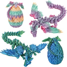 Yearsahrk Dragon Egg with Dragon 3D Printed Dragon Egg Toy 3D Dragon Figures Christmas Gift Easter Basket Fountain Pen Home Office Decor (Pack of 2)