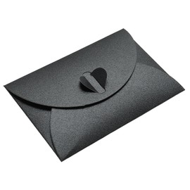 PATIKIL Mini Envelopes, 24 Pack Heart Clasp Tiny Items Storage Cute Present Card Holder for Wedding Greeting Party, Black
