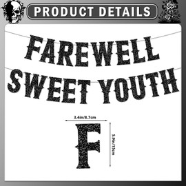 Death to My 20s 30s 40s Decorations - Farewell Sweet Youth Banner Hanging Swirls Centerpieces Balloons Rip to My 20s 30s Decorations for Funeral Decor, Black Glitter