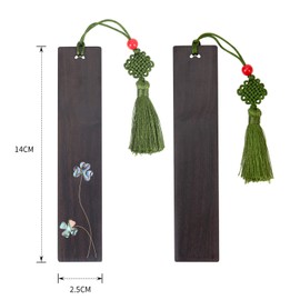 Woodushu Premium Wooden Bookmark Gift Box Set, Navy Blue, 5.71 x 1.18 inches, with Decorative Tassel