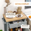 HOMCOM Utility Kitchen Cart, Rolling Kitchen Island with Smooth Rubberwood