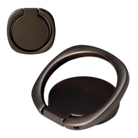 [2 Pack] Matte Rounded Edges Cell Phone Ring Holder Stand,360 Degree Rotation and 180 Degree Adjustable Finger Ring Kickstand with Frosted Metal Phone Grip (Black)