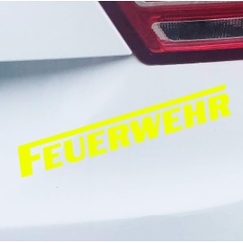 PrintAttack P058 Car Sticker of Choice of Colour Fire Brigade Long F Car Sticker Various Sizes (Neon Yellow, 20 cm x 3 cm)