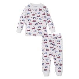 Kissy Kissy Baby Boys Infant Pajamas Flashing Firetrucks Print Long Pajamas Set-Multicolored-18-24 Months