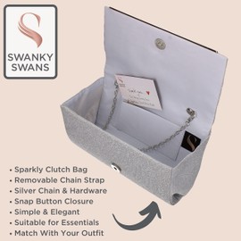 SwankySwans Women's Amy Clutch Bag, Silver